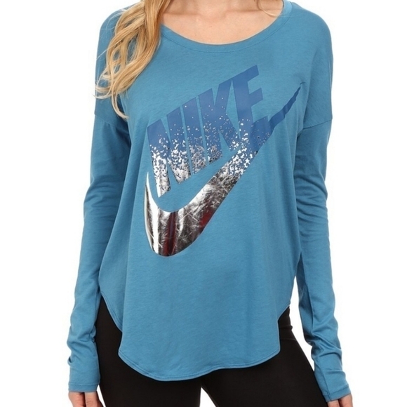 Nike Signal Long Sleeve Tee Size Medium Stratus Blue - Picture 1 of 5